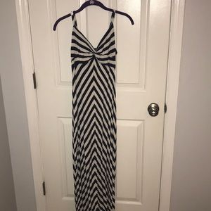 Long Flowy Black and White Striped Dress